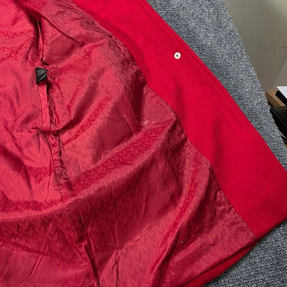 Michael by Michael Kors Red 100% Wool Coat Women 8 Long Length Snap Button‎ - Picture 11 of 14